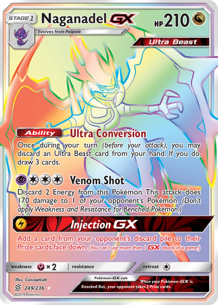 Naganadel-GX #249 Unified Minds Pokemon card