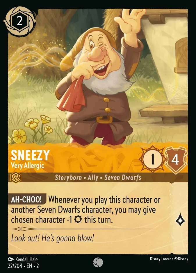 Sneezy #22 Rise of the Floodborn Disney Lorcana card