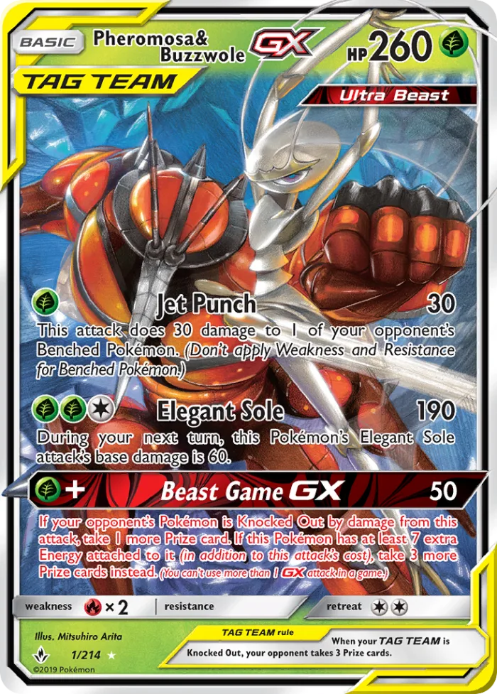 Pheromosa & Buzzwole-GX #1 Unbroken Bonds Pokemon card