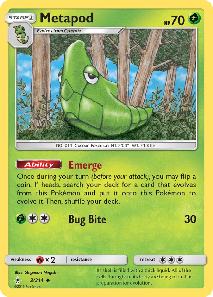 Metapod #3 Unbroken Bonds Pokemon card
