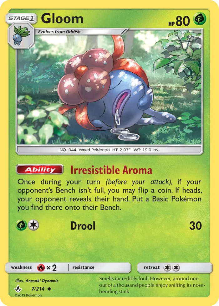 Gloom #7 Unbroken Bonds Pokemon card