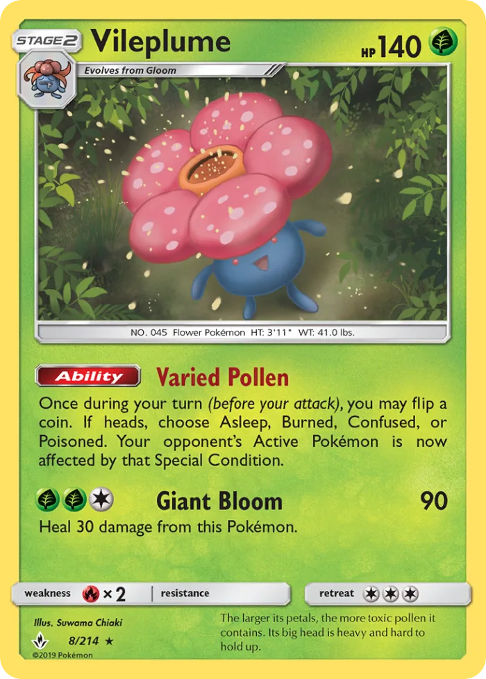 Vileplume #8 Unbroken Bonds Pokemon card