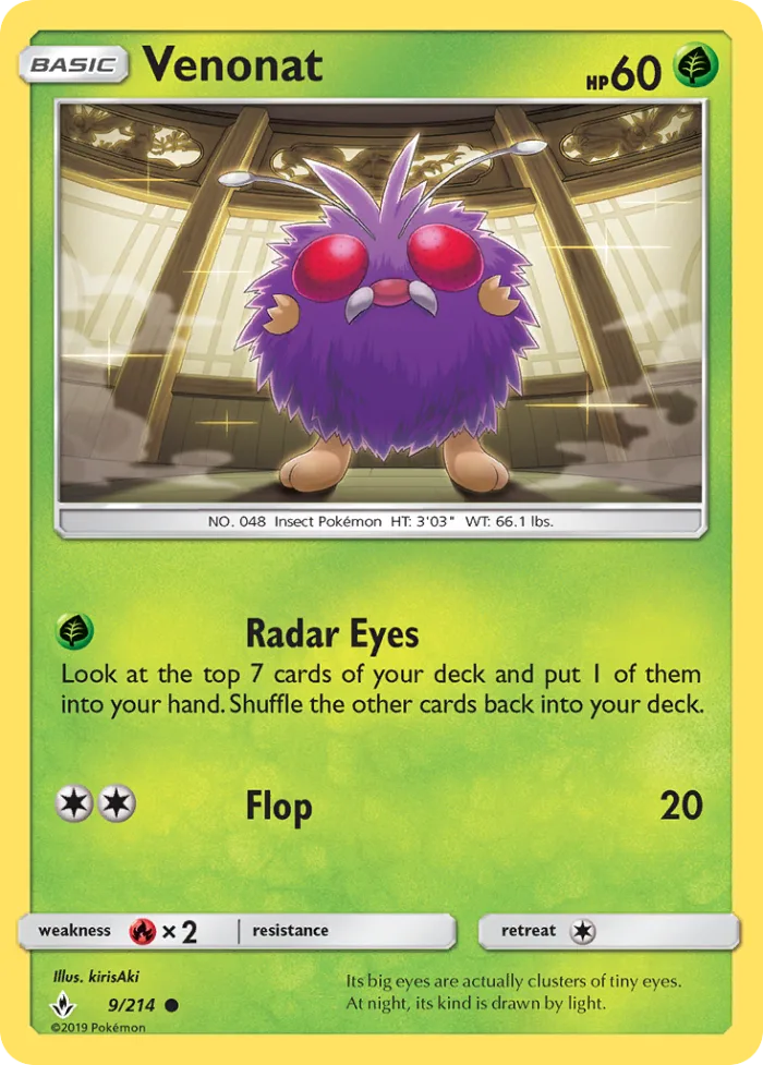 Venonat #9 Unbroken Bonds Pokemon card