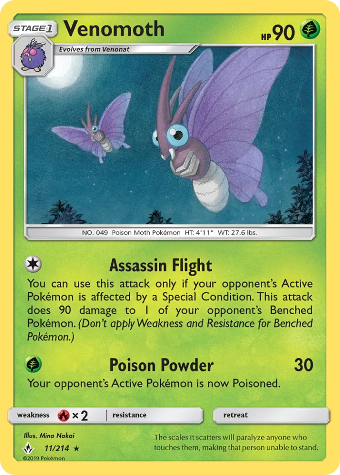 Venomoth #11 Unbroken Bonds Pokemon card