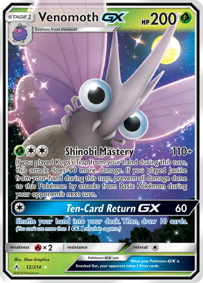 Venomoth-GX #12 Unbroken Bonds Pokemon card