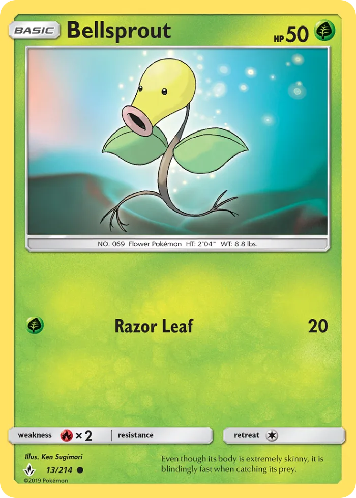 Bellsprout #13 Unbroken Bonds Pokemon card