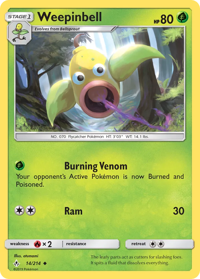 Weepinbell #14 Unbroken Bonds Pokemon card
