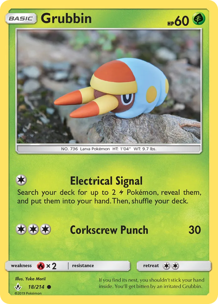 Grubbin #18 Unbroken Bonds Pokemon card