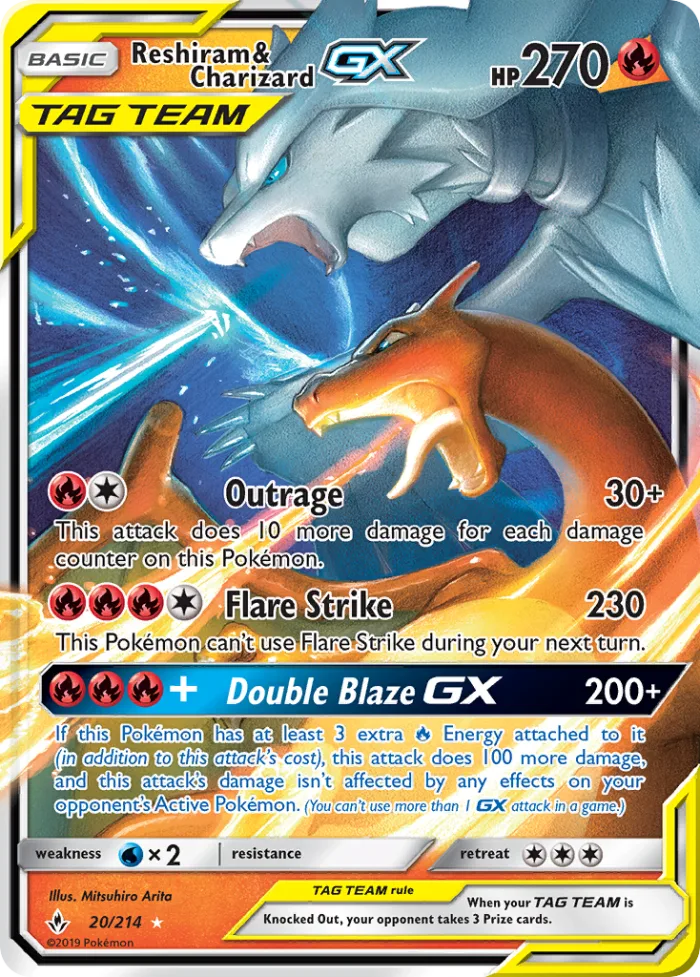 Reshiram & Charizard-GX #20 Unbroken Bonds Pokemon card