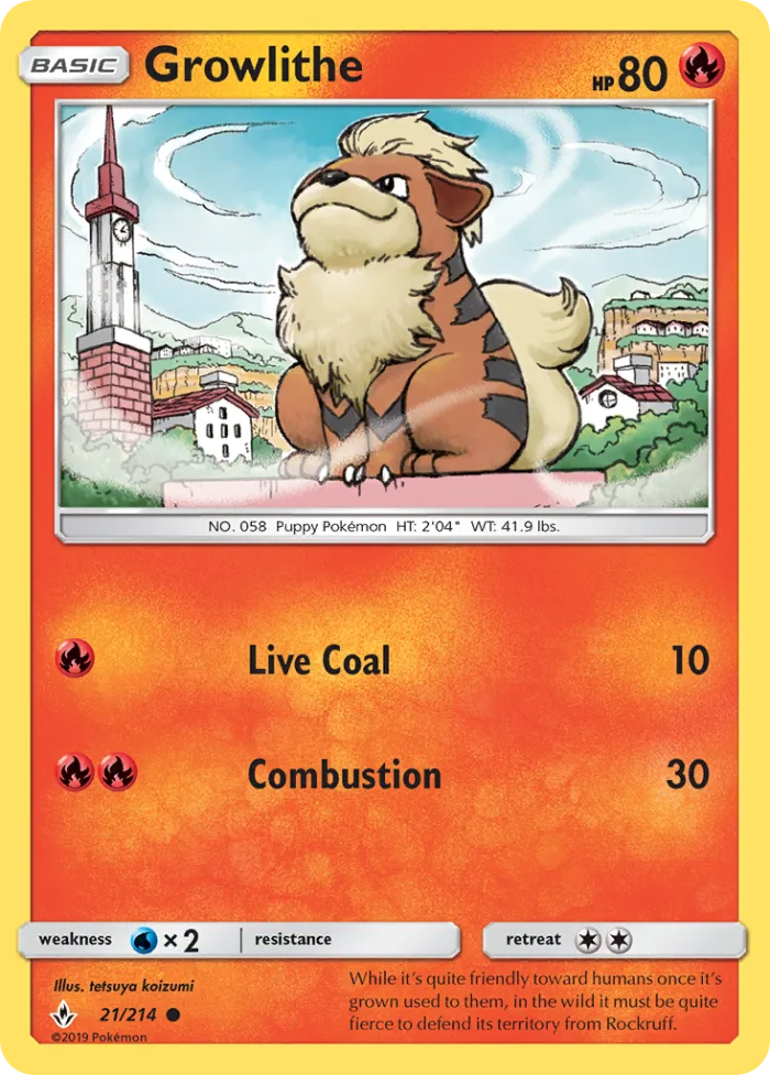 Growlithe #21 Unbroken Bonds Pokemon card