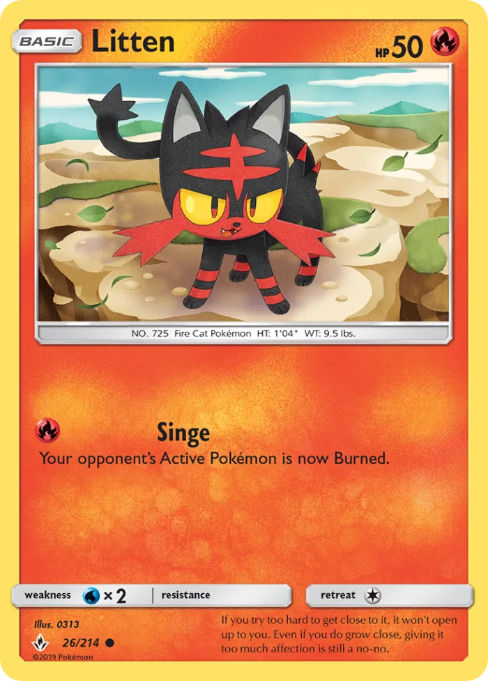 Litten #26 Unbroken Bonds Pokemon card