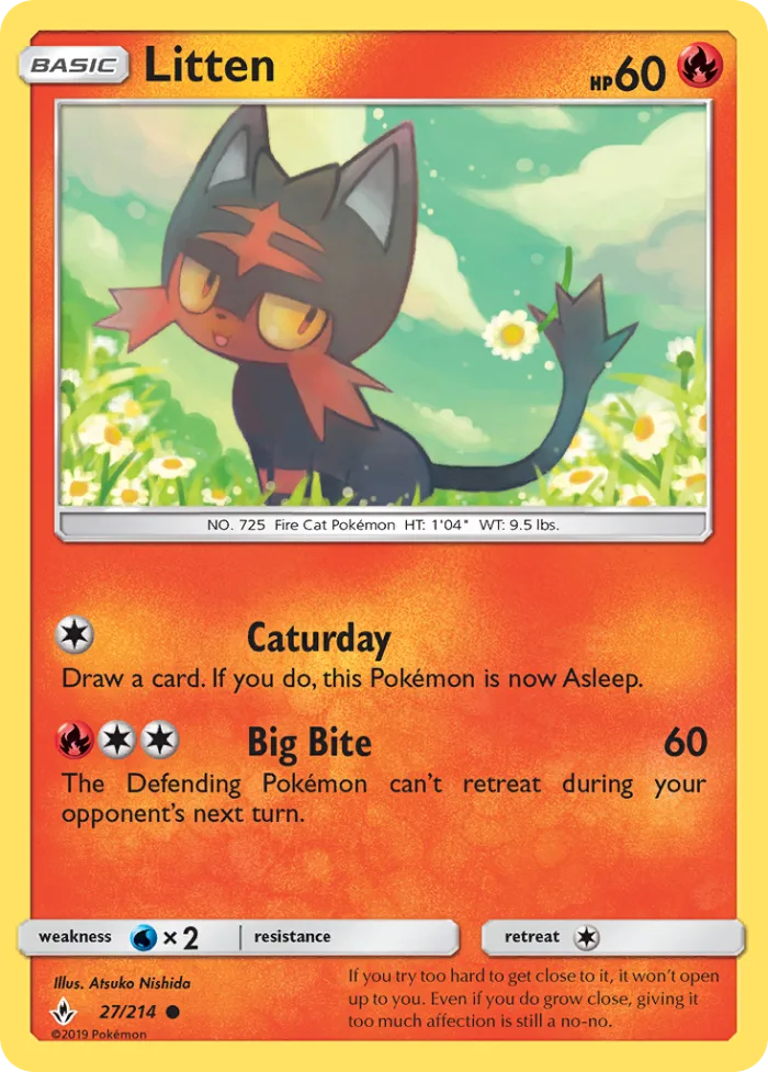 Litten #27 Unbroken Bonds Pokemon card