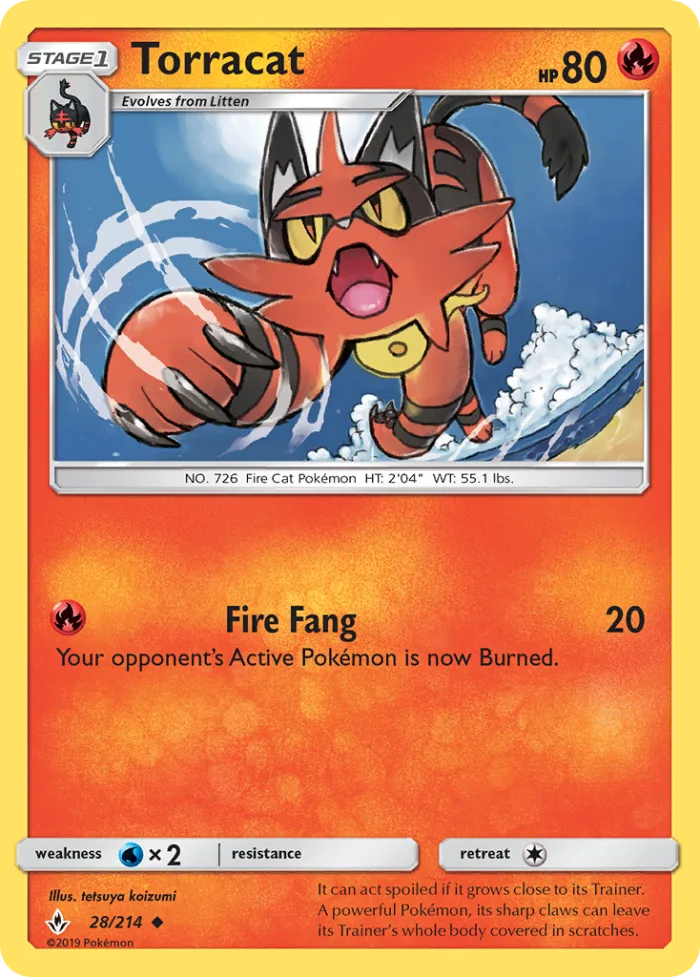 Torracat #28 Unbroken Bonds Pokemon card
