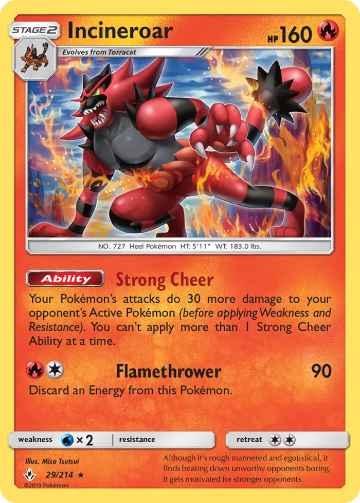 Incineroar #29 Unbroken Bonds Pokemon card