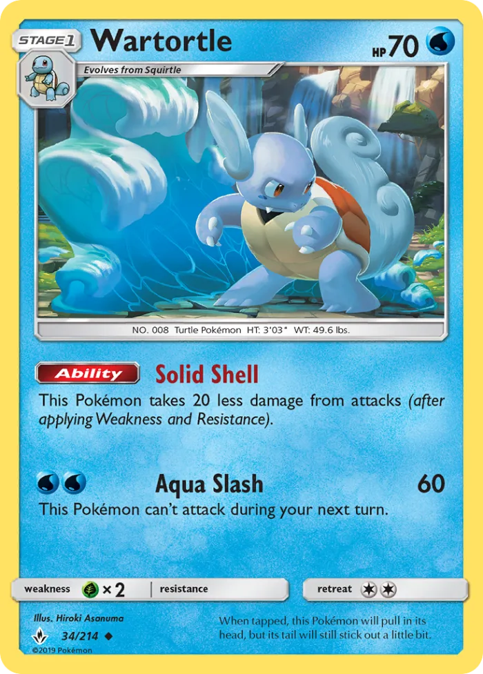 Wartortle #34 Unbroken Bonds Pokemon card