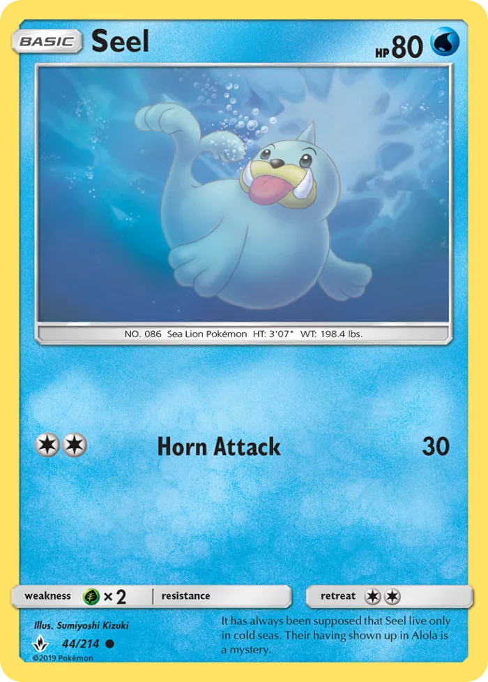 Seel #44 Unbroken Bonds Pokemon card