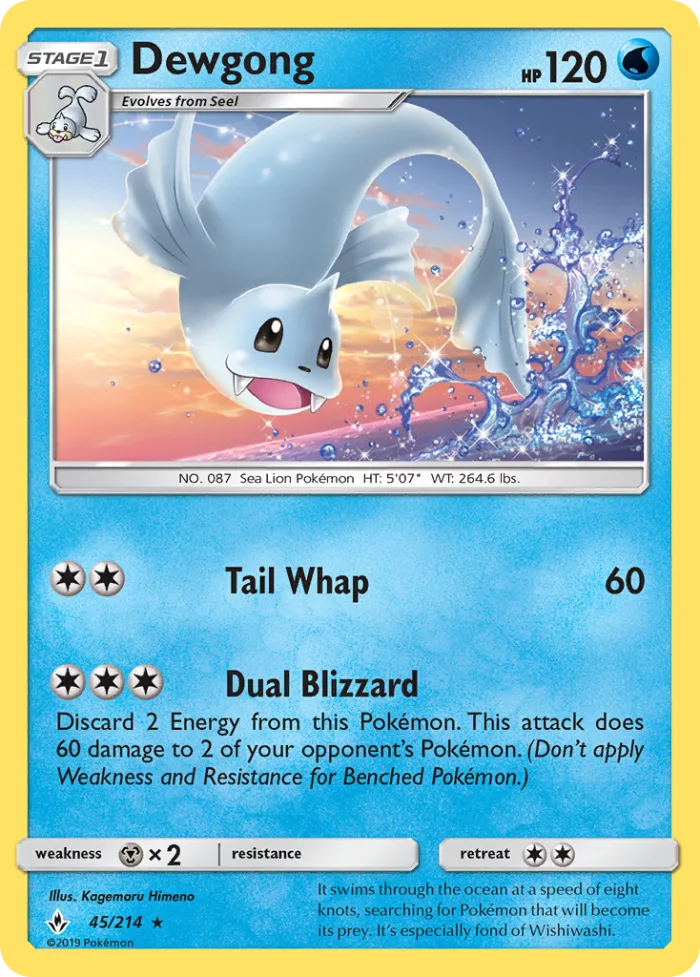 Dewgong #45 Unbroken Bonds Pokemon card