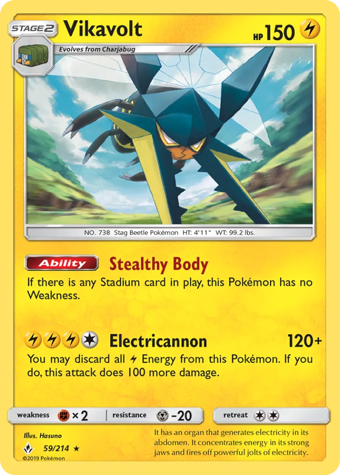 Vikavolt #59 Unbroken Bonds Pokemon card