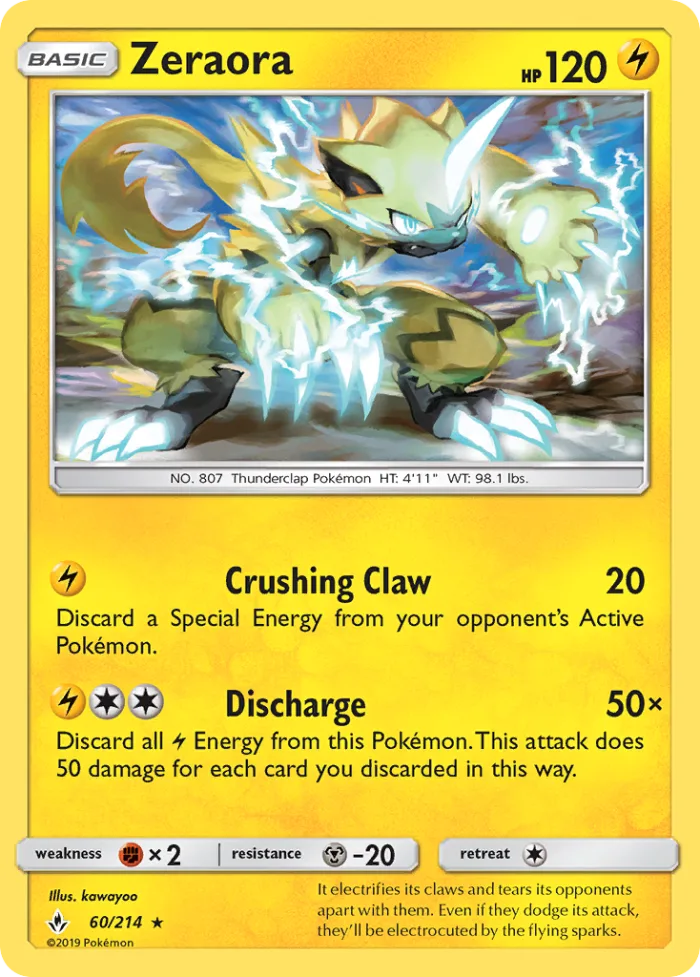 Zeraora #60 Unbroken Bonds Pokemon card