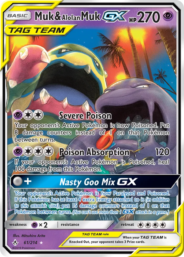 Muk & Alolan Muk-GX #61 Unbroken Bonds Pokemon card