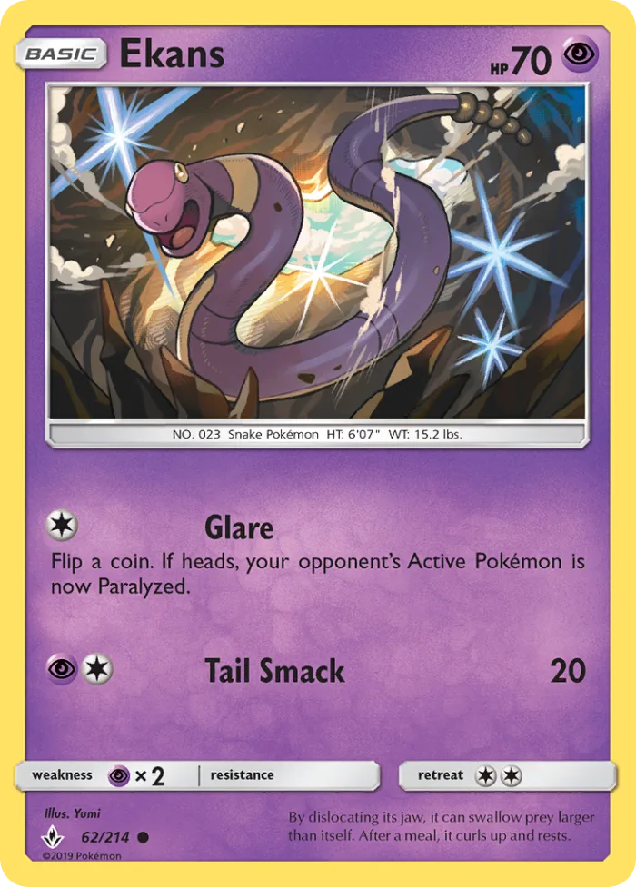 Ekans #62 Unbroken Bonds Pokemon card