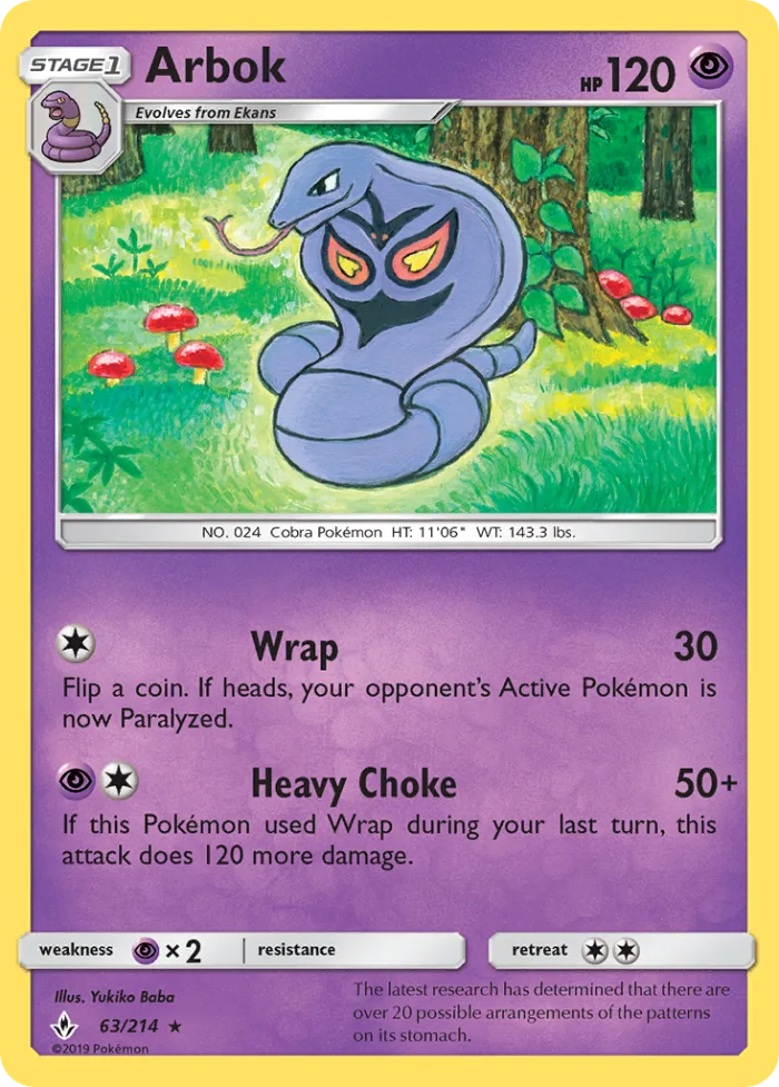 Arbok #63 Unbroken Bonds Pokemon card