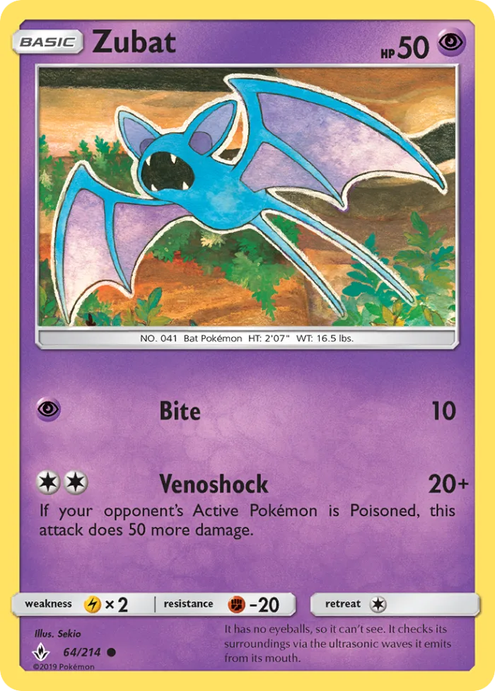 Zubat #64 Unbroken Bonds Pokemon card