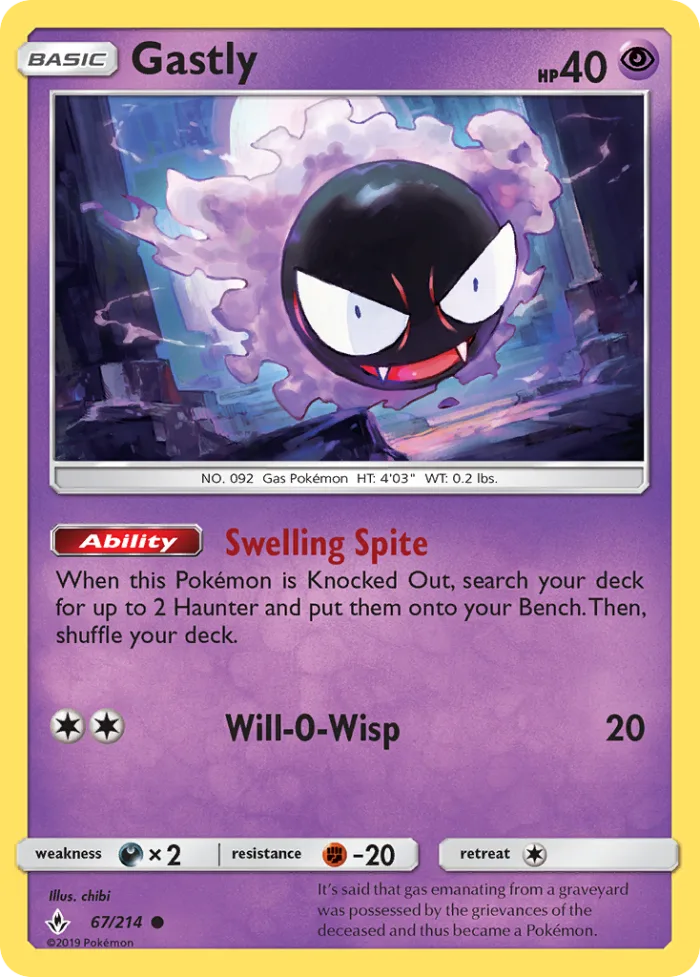 Gastly #67 Unbroken Bonds Pokemon card