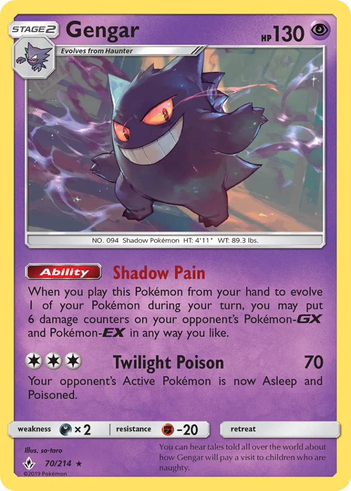 Gengar #70 Unbroken Bonds Pokemon card