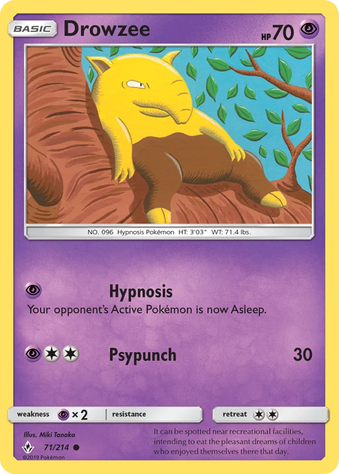Drowzee #71 Unbroken Bonds Pokemon card