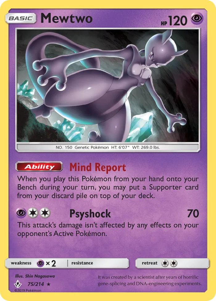 Mewtwo #75 Unbroken Bonds Pokemon card