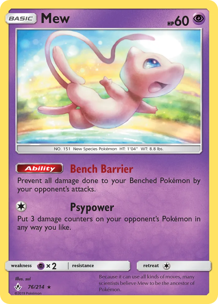 Mew #76 Unbroken Bonds Pokemon card