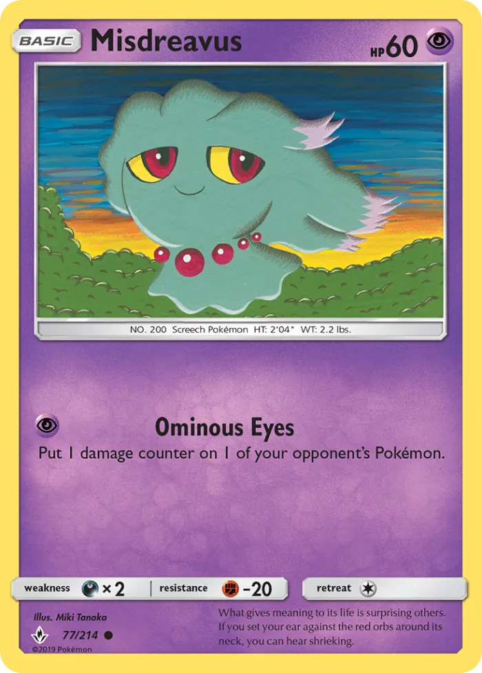 Misdreavus #77 Unbroken Bonds Pokemon card