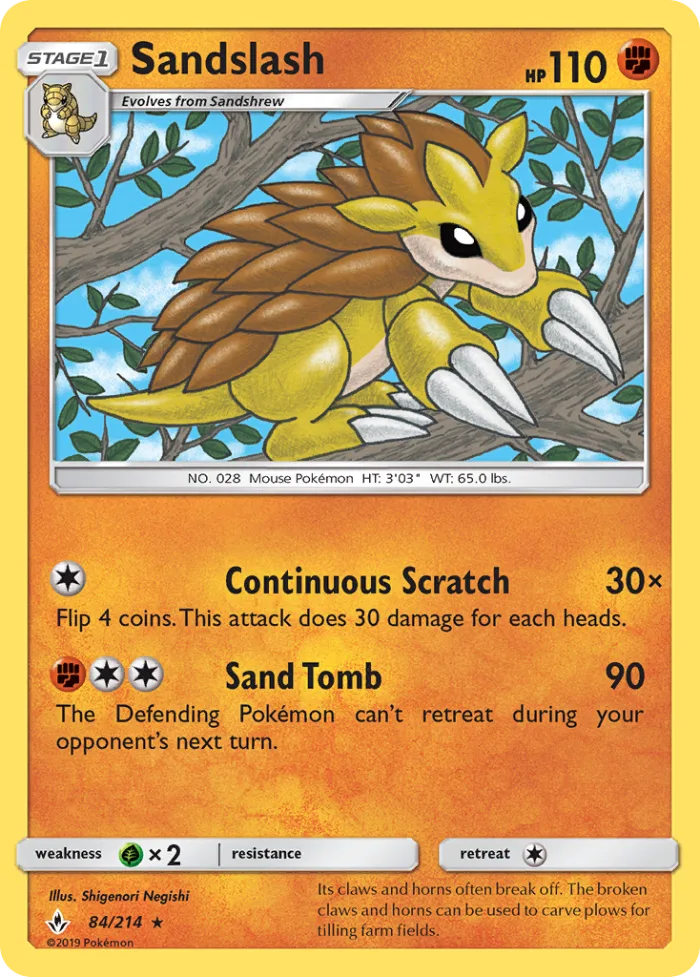 Sandslash #84 Unbroken Bonds Pokemon card