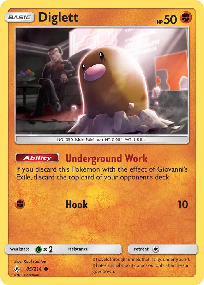 Diglett #85 Unbroken Bonds Pokemon card
