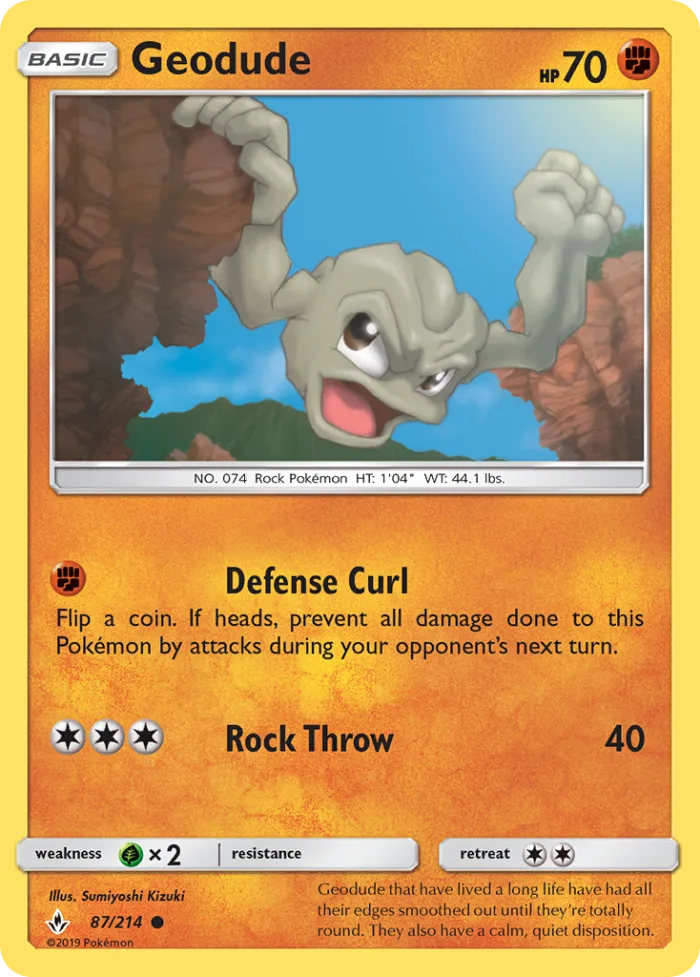 Geodude #87 Unbroken Bonds Pokemon card