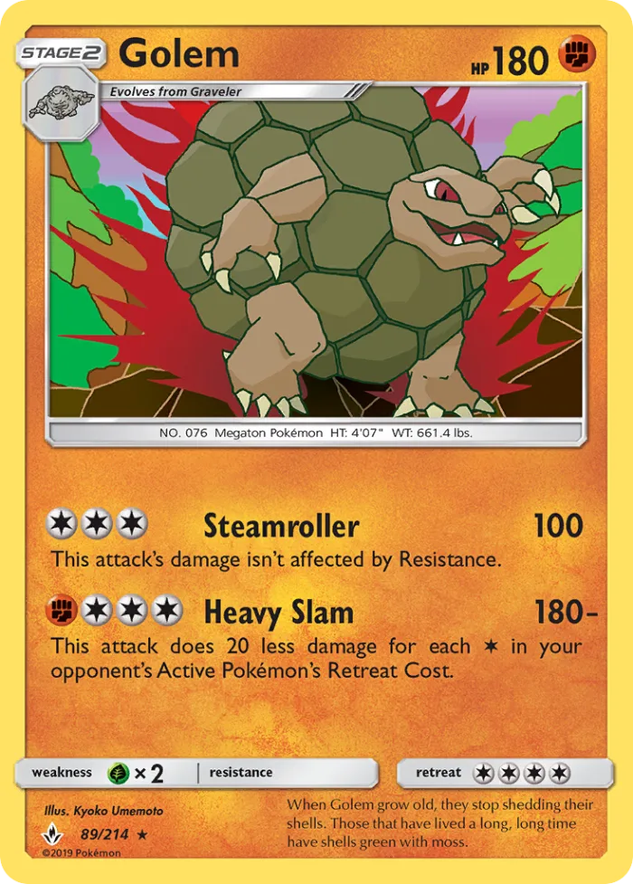 Golem #89 Unbroken Bonds Pokemon card