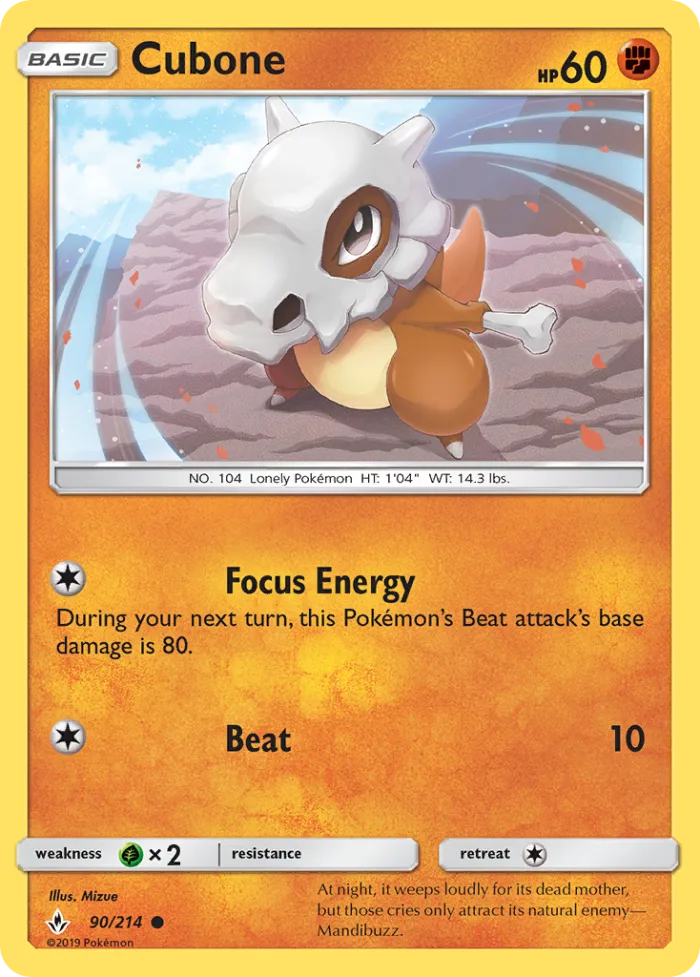 Cubone #90 Unbroken Bonds Pokemon card