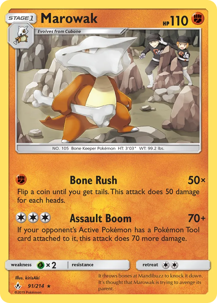Marowak #91 Unbroken Bonds Pokemon card