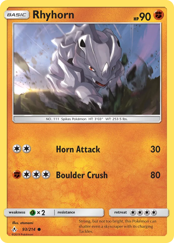 Rhyhorn #93 Unbroken Bonds Pokemon card