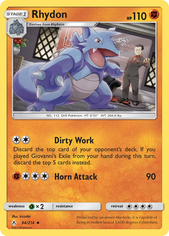 Rhydon #94 Unbroken Bonds Pokemon card