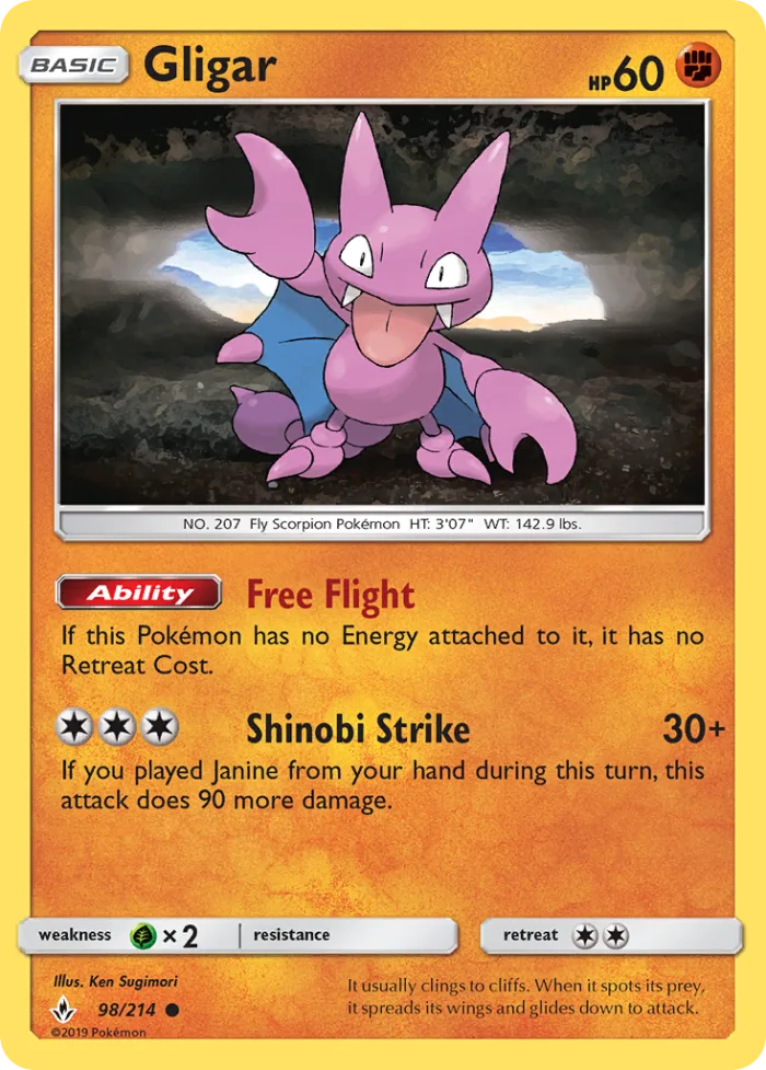 Gligar #98 Unbroken Bonds Pokemon card