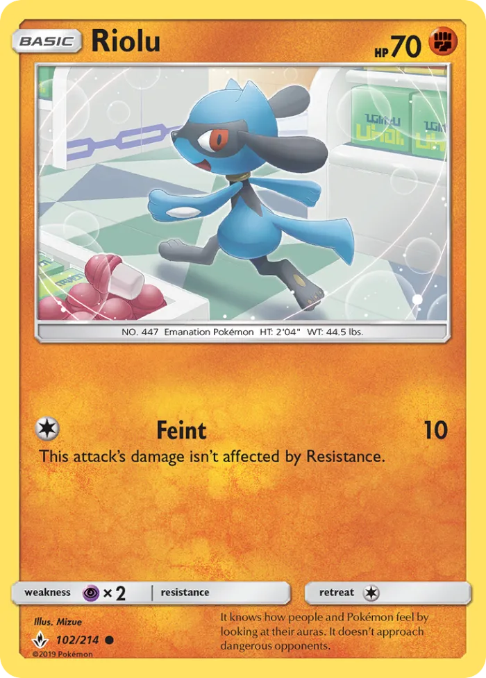 Riolu #102 Unbroken Bonds Pokemon card