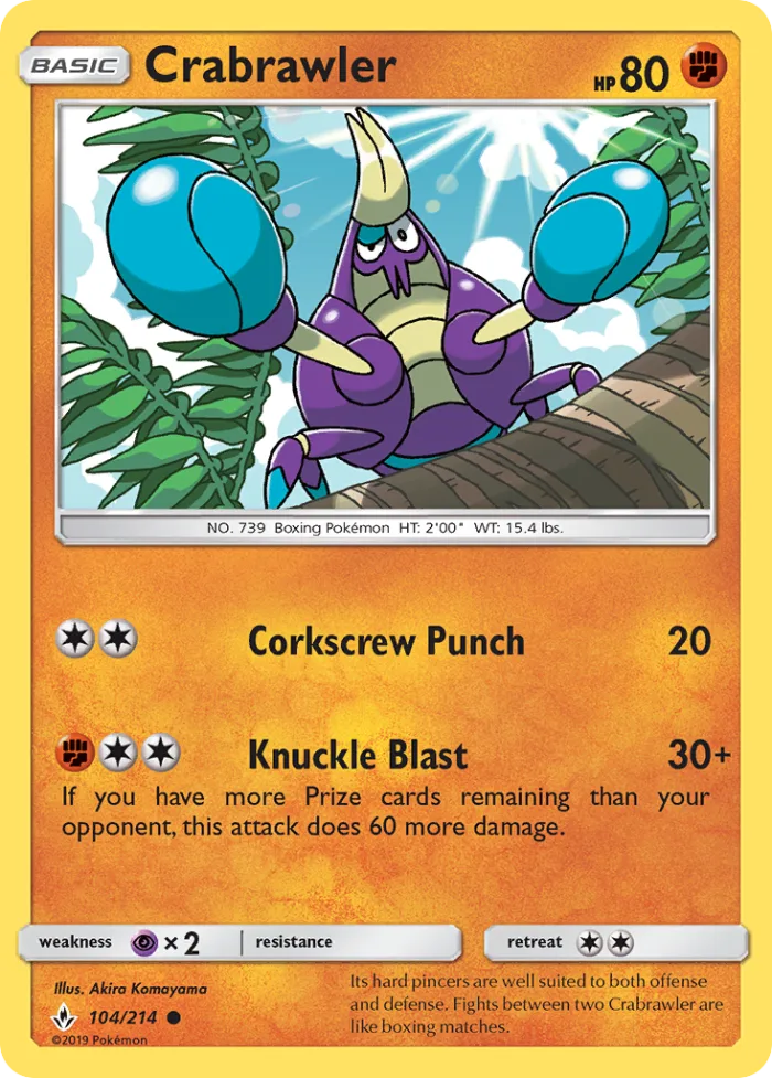 Crabrawler #104 Unbroken Bonds Pokemon card