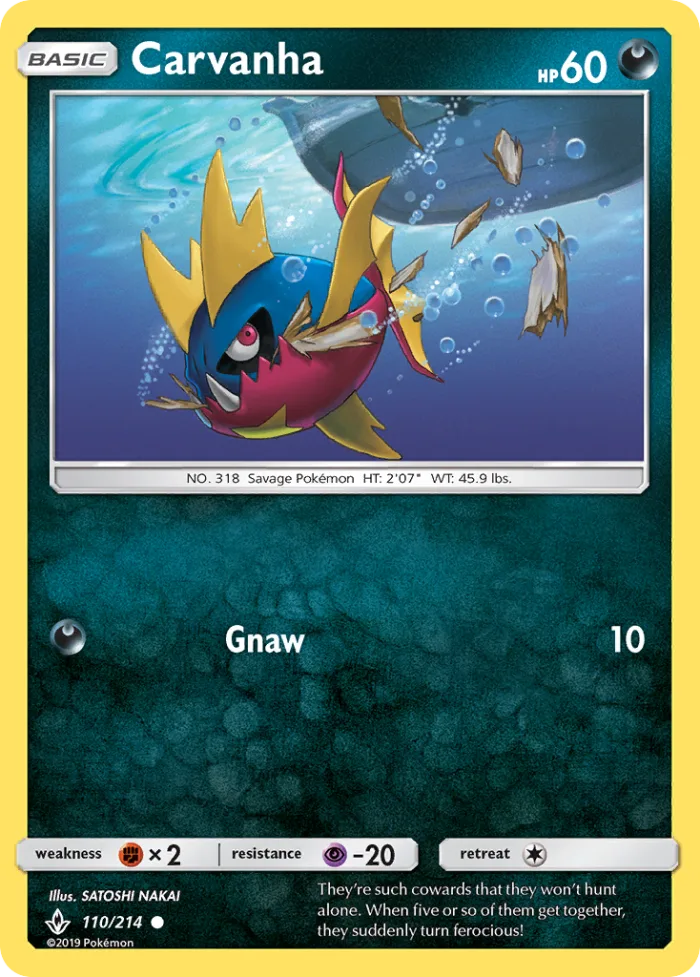 Carvanha #110 Unbroken Bonds Pokemon card