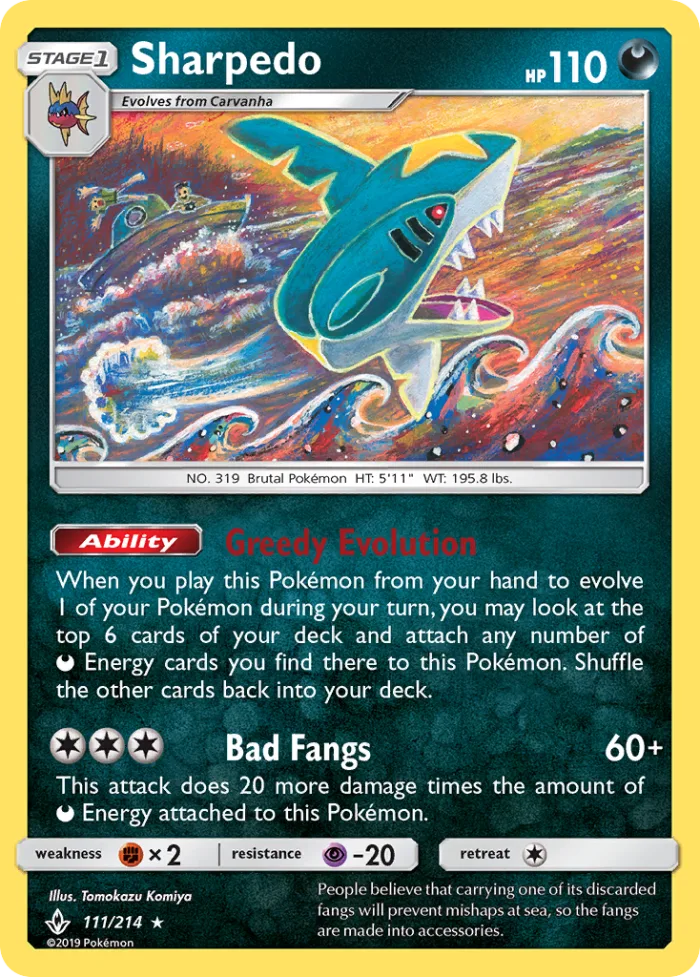 Sharpedo #111 Unbroken Bonds Pokemon card