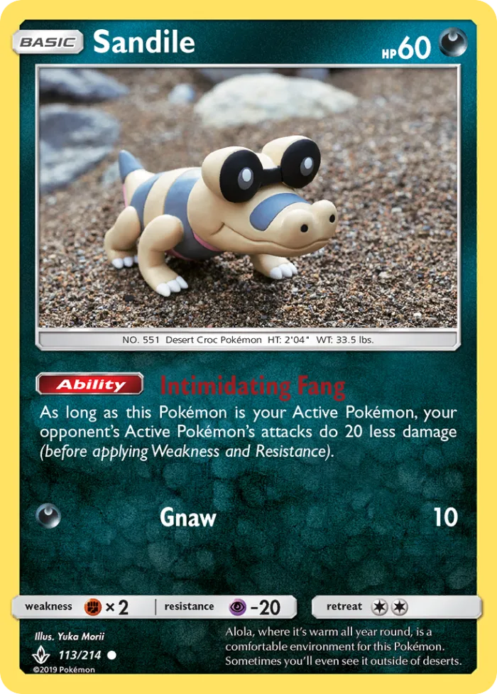 Sandile #113 Unbroken Bonds Pokemon card