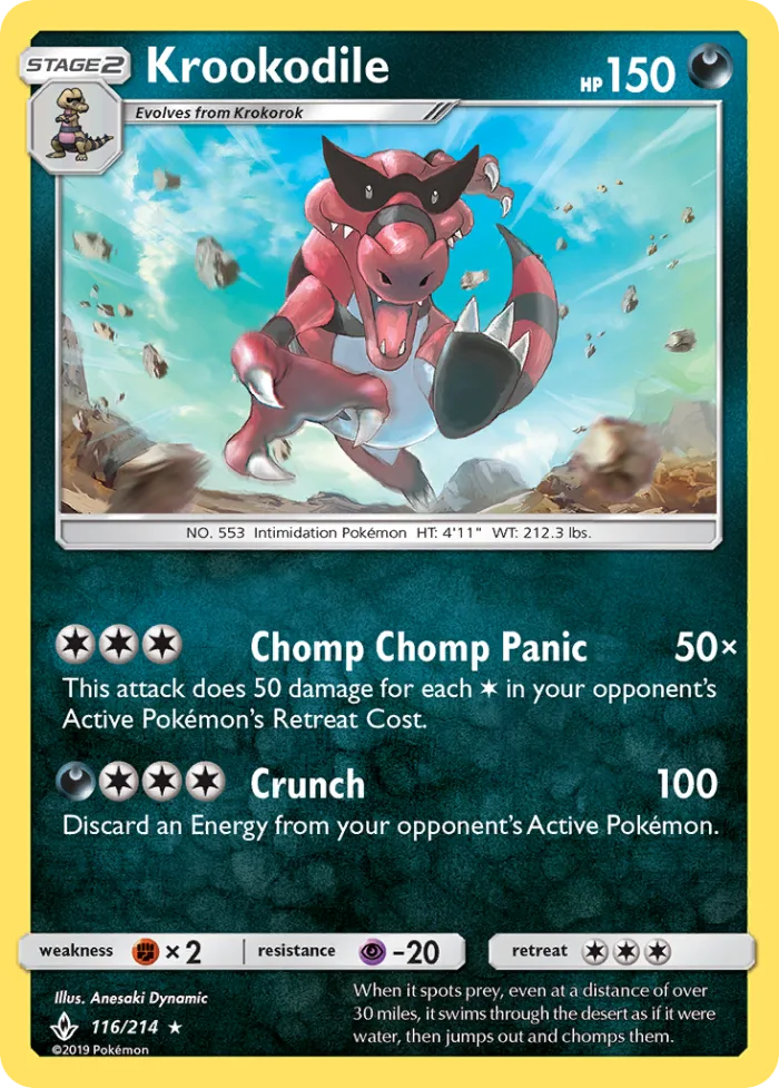 Krookodile #116 Unbroken Bonds Pokemon card