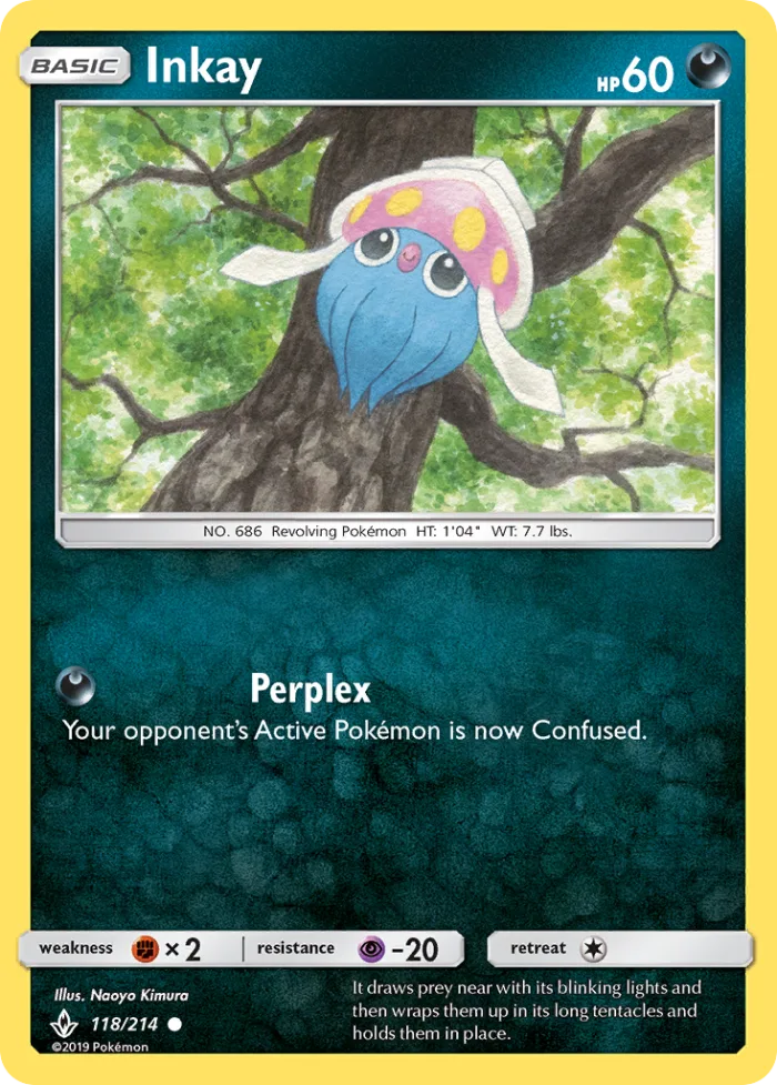 Inkay #118 Unbroken Bonds Pokemon card