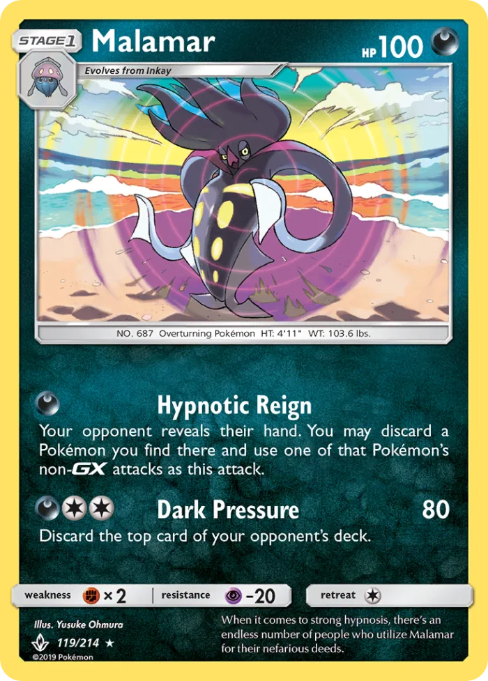 Malamar #119 Unbroken Bonds Pokemon card